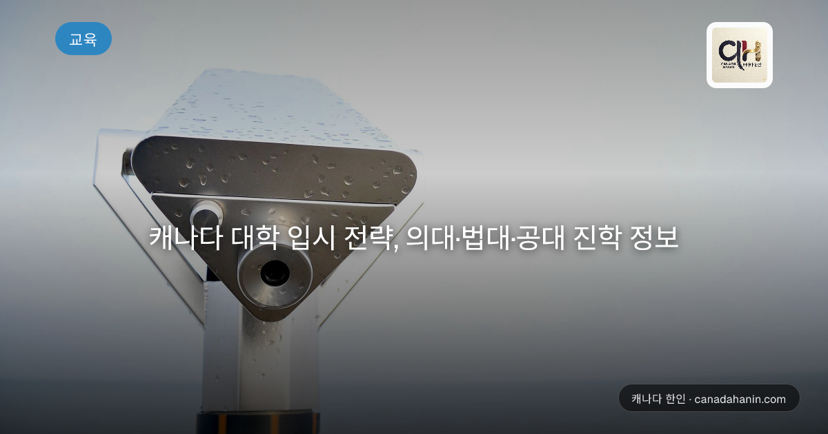 캐나다 대학 입시 전략, 의대·법대·공대 진학 정보