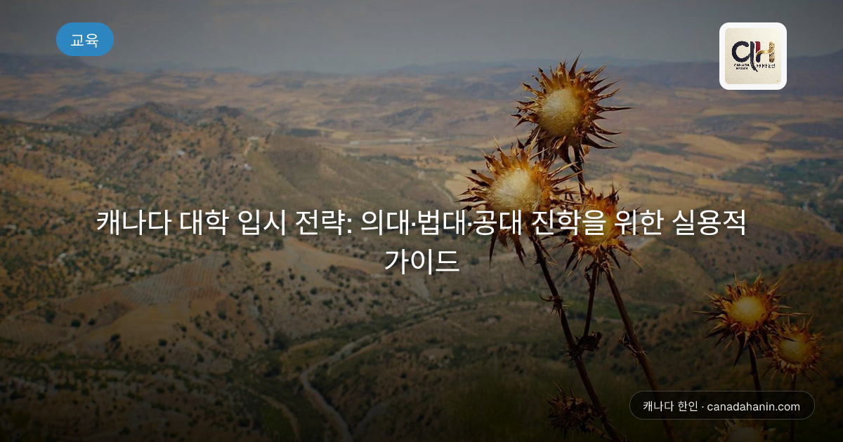 캐나다 대학 입시 전략: 의대·법대·공대 진학을 위한 실용적 가이드