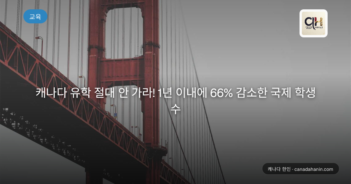 캐나다 유학 절대 안 가라! 1년 이내에 66% 감소한 국제 학생 수