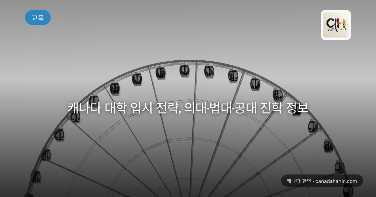 캐나다 대학 입시 전략, 의대·법대·공대 진학 정보