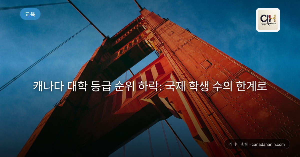 캐나다 대학 등급 순위 하락: 국제 학생 수의 한계로