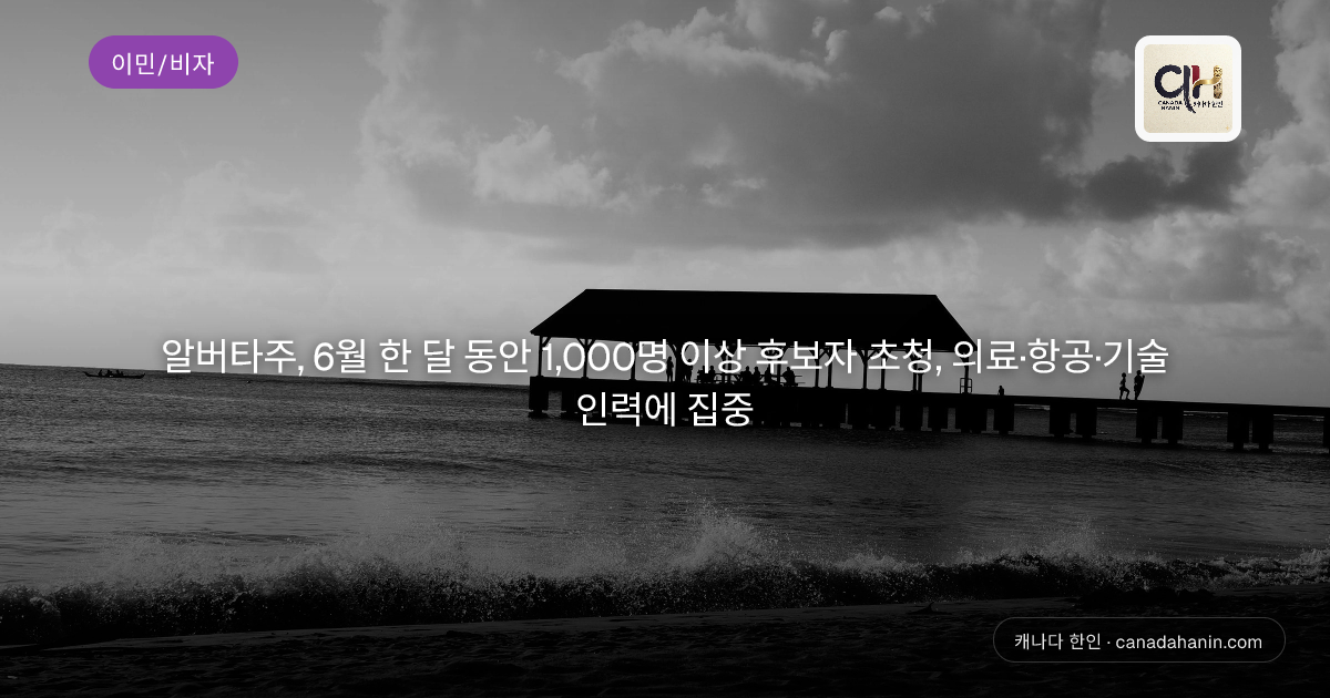 알버타주, 6월 한 달 동안 1,000명 이상 후보자 초청, 의료·항공·기술 인력에 집중