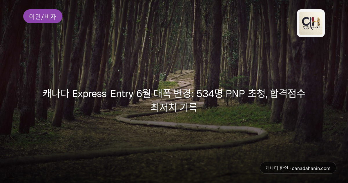 캐나다 Express Entry 6월 대폭 변경: 534명 PNP 초청, 합격점수 최저치 기록