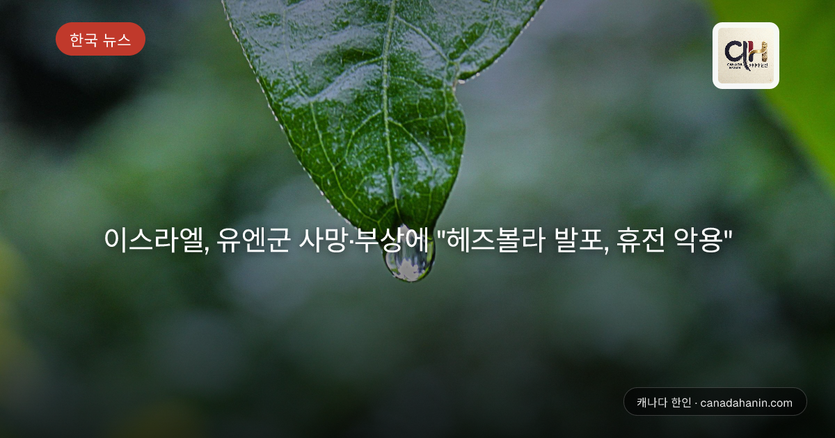 이스라엘, 유엔군 사망·부상에 "헤즈볼라 발포, 휴전 악용"