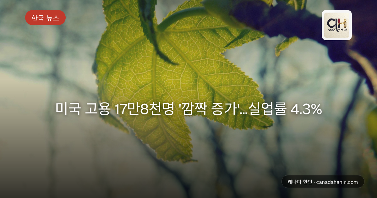미국 고용 17만8천명 '깜짝 증가'…실업률 4.3%