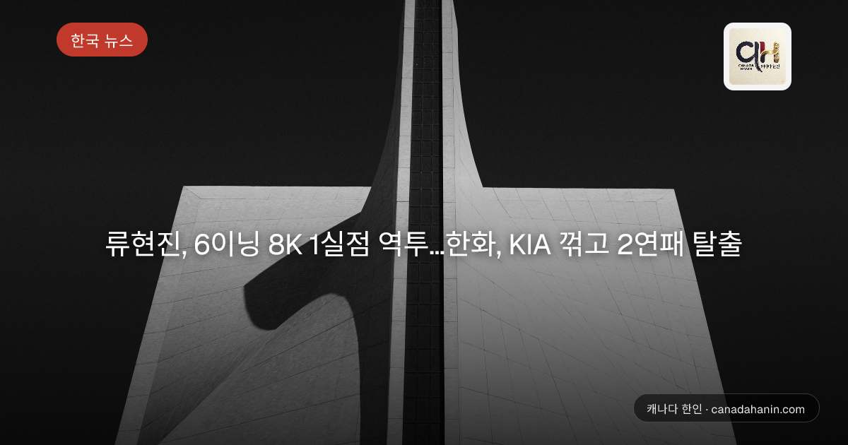 류현진, 6이닝 8K 1실점 역투…한화, KIA 꺾고 2연패 탈출