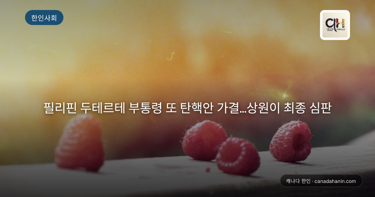 필리핀 두테르테 부통령 또 탄핵안 가결…상원이 최종 심판