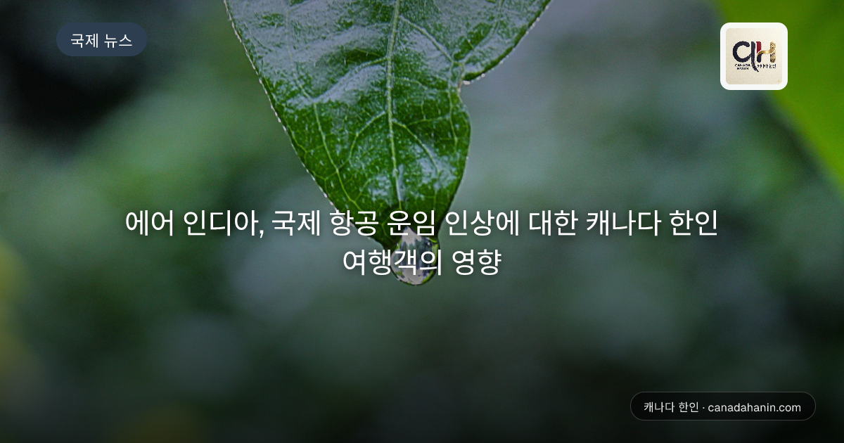 에어 인디아, 국제 항공 운임 인상에 대한 캐나다 한인 여행객의 영향