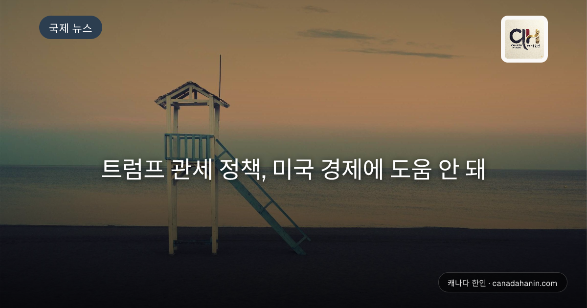 트럼프 관세 정책, 미국 경제에 도움 안 돼