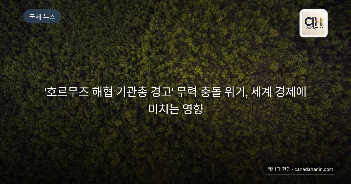 '호르무즈 해협 기관총 경고' 무력 충돌 위기, 세계 경제에 미치는 영향